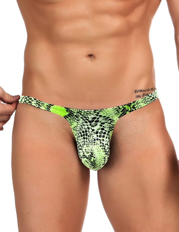 Green Snakeskin Pattern Sexy Men's Thong